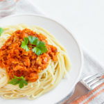 Italian pasta - Spaghetti with vegetable sauce on